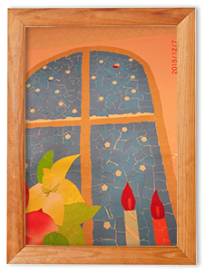 (アップでお見せすると…)窓の外には サンタさんが!ガンバッテ~~♪サンタさーん♪こっちですよ~♪♪